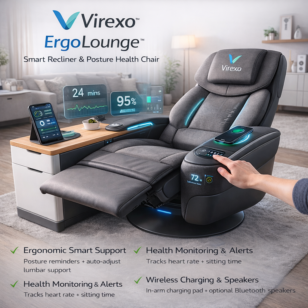Virexo ErgoLounge™  Smart Recliner & Posture Health Chairssionals, gamers, and families focused on health and comfort.