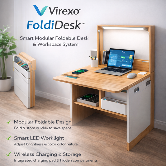 Virexo FoldiDesk™  Smart Modular Foldable Desk & Workspace System