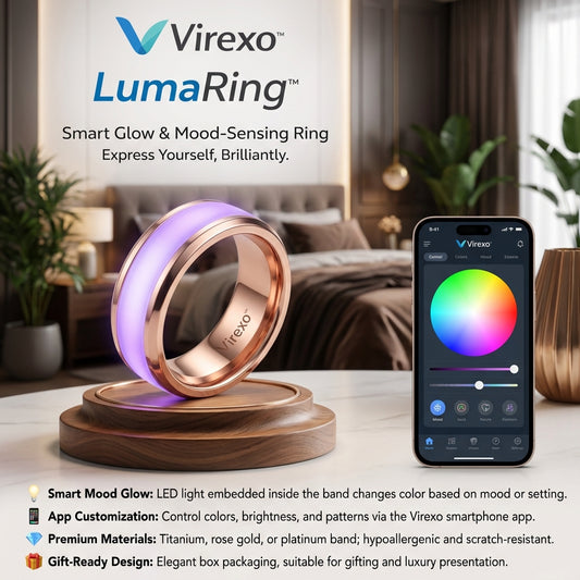 Virexo LumaRing™  Smart Glow & Mood-Sensing Ring